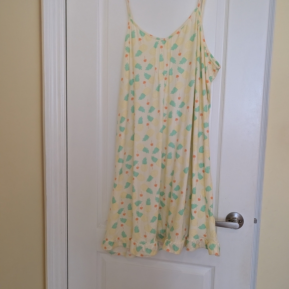 Yellow Pineapple And Palm Tree Patterned Women's Nightgown 3x Carisma - Picture 2 of 6